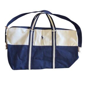 Polo by Ralph Lauren • Blue and Off White • Duffel Bag